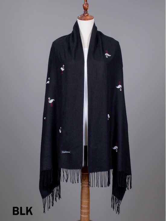 Premium Flamingo Embroidery Scarf